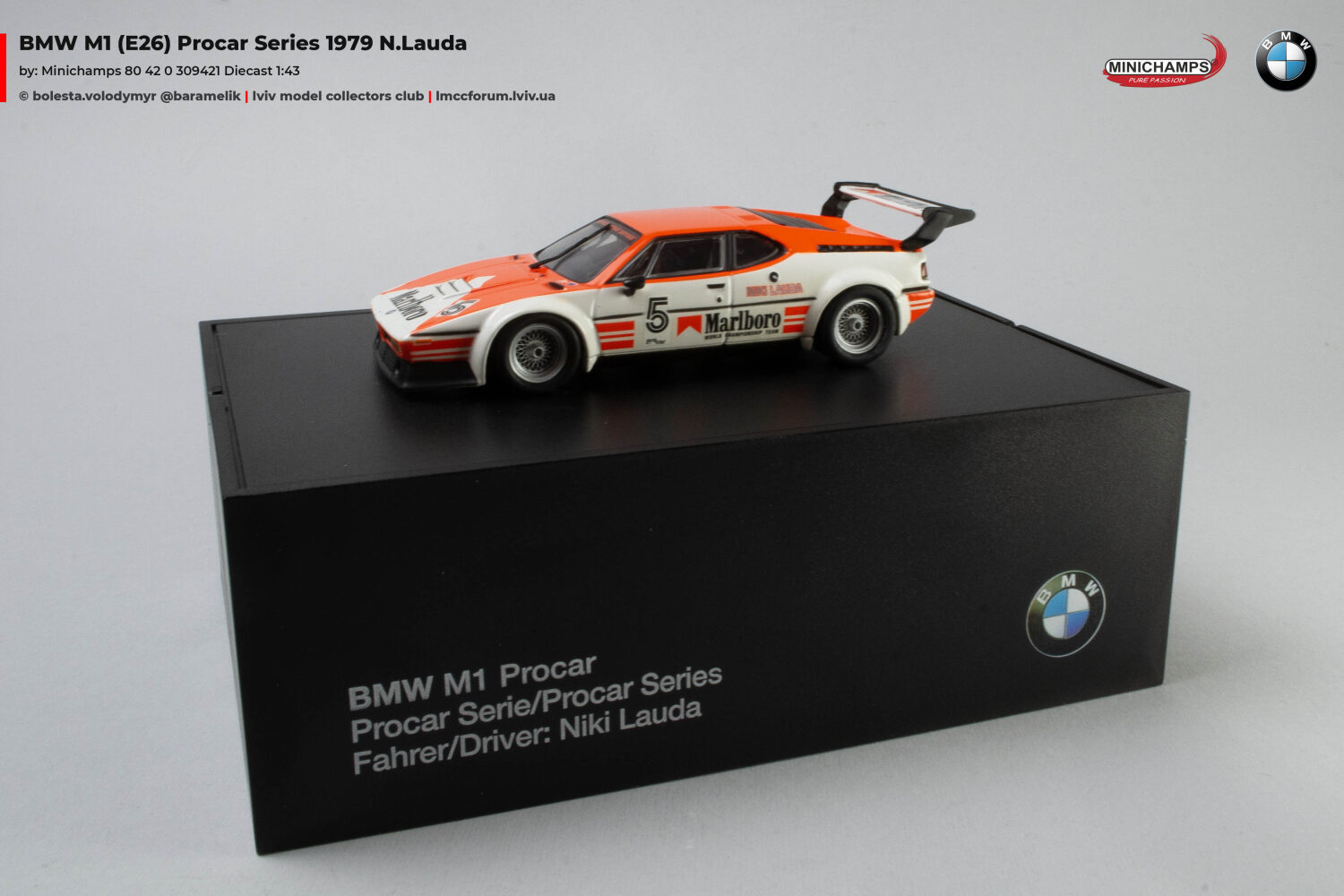 Minichamps 1:43 N. Lauda BMW M1 Procar Series #5 1979 80 42 0 309 421 modèle voiture 80 42 0 309